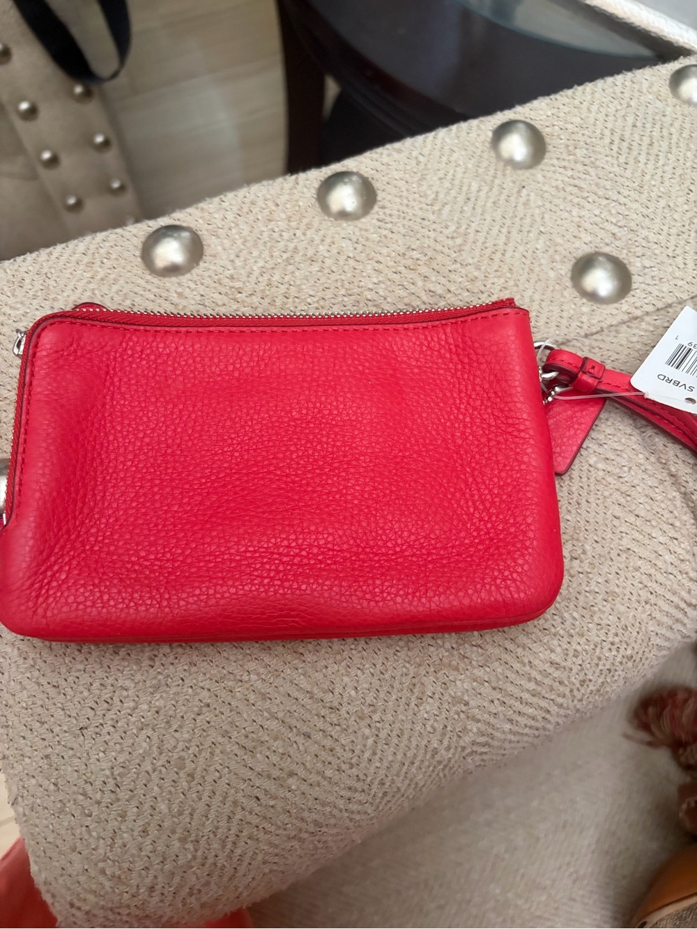 COACH Red Pebbled Leather Wristlet - Women Bags